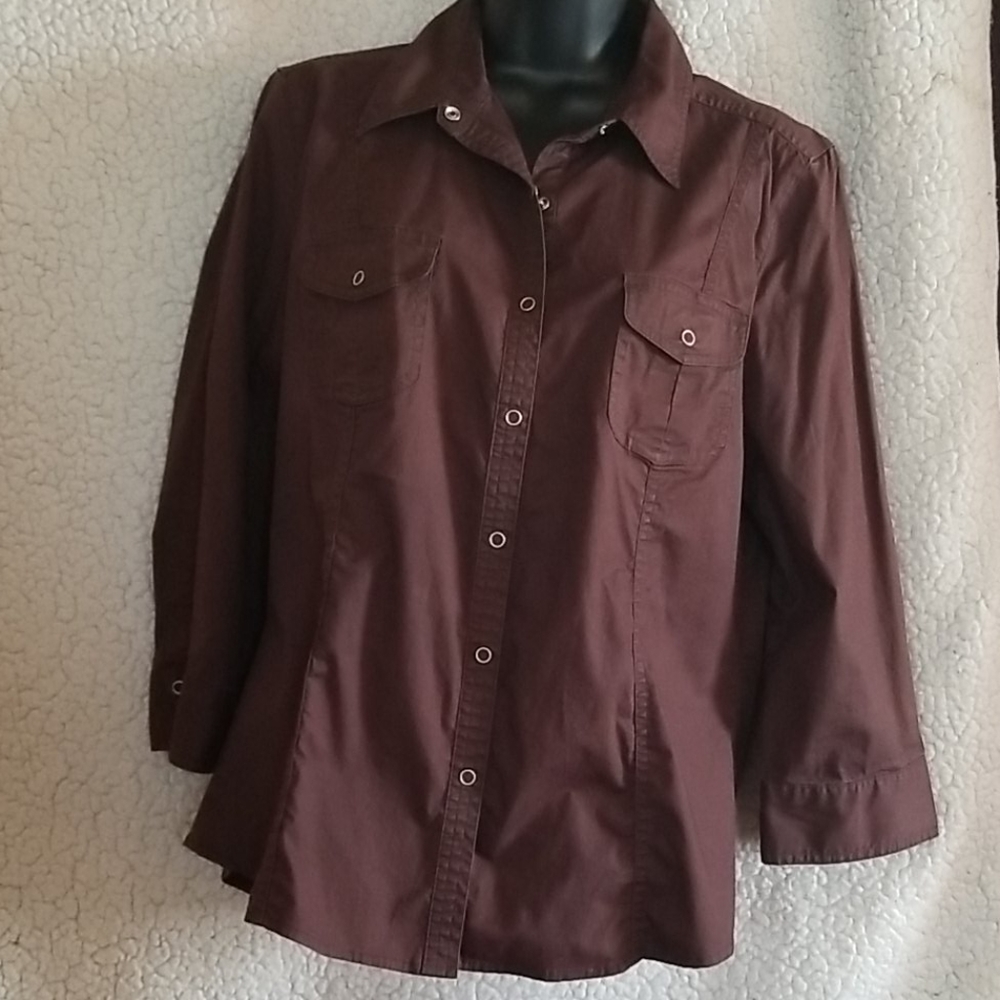 Brown Snap Front Shirt